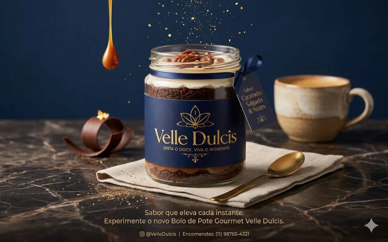 Bolo de pote de caramelo, chocolate e nozes