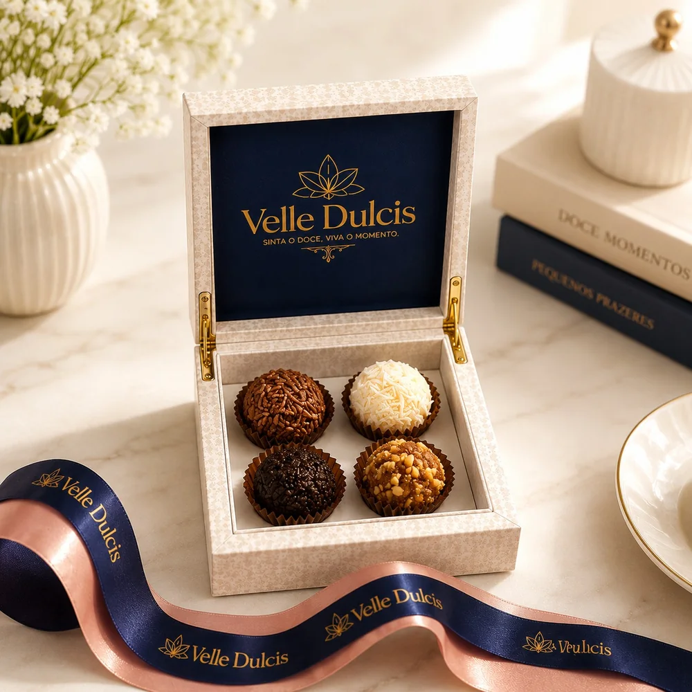 Caixa Quarteto Velle com quatro brigadeiros artesanais